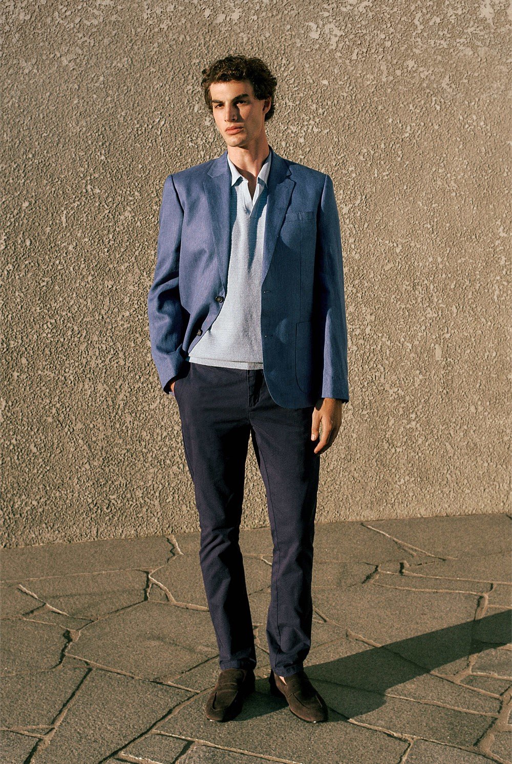 Regular Fit Linen Herringbone Blazer