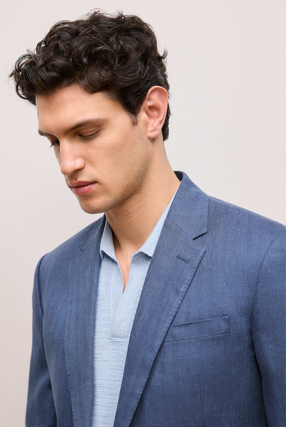 Regular Fit Linen Herringbone Blazer