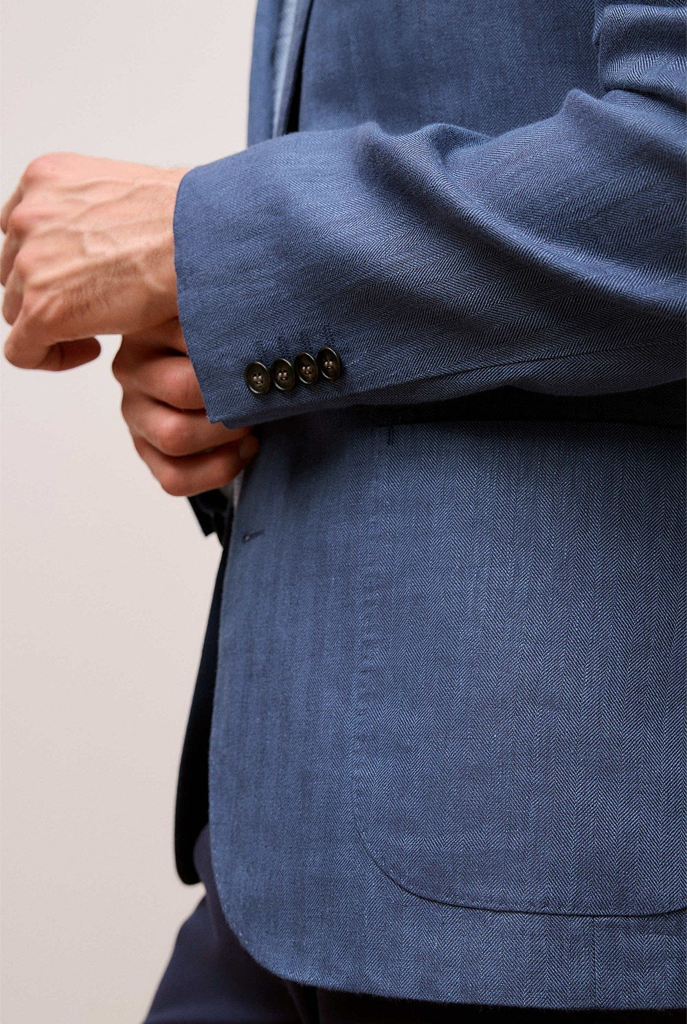 Regular Fit Linen Herringbone Blazer
