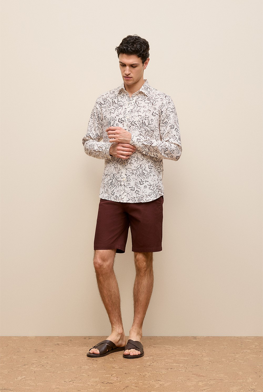 Stretch Cotton Dobby Longline Short