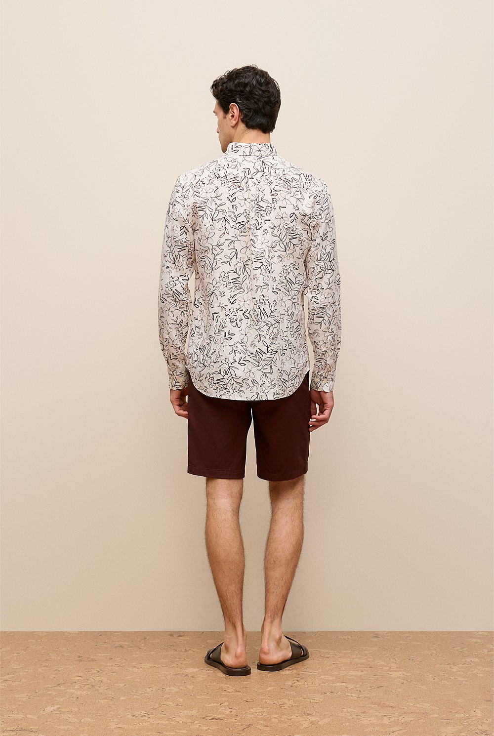 Regular Fit Floral Linen Long Sleeve Shirt
