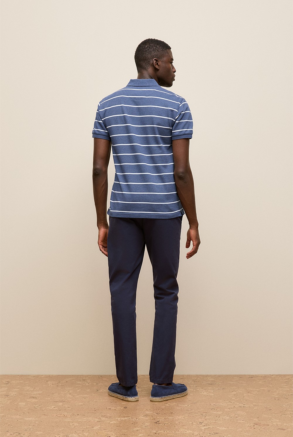 Pique Fine Stripe Monogram Polo