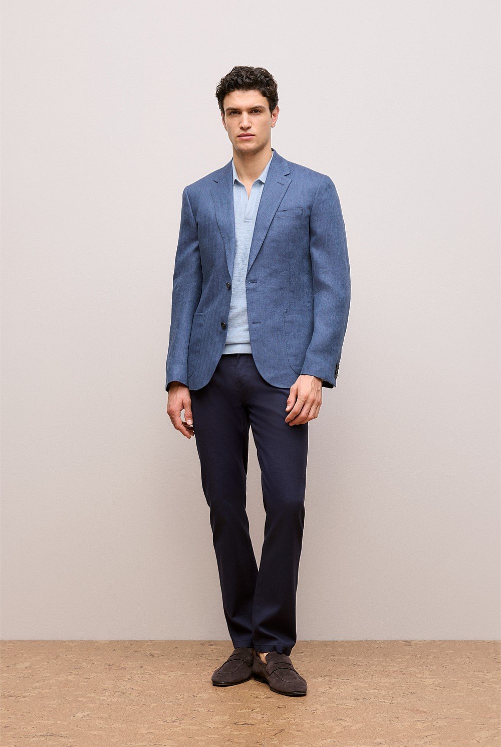 Cotton Linen Collared Knit Polo