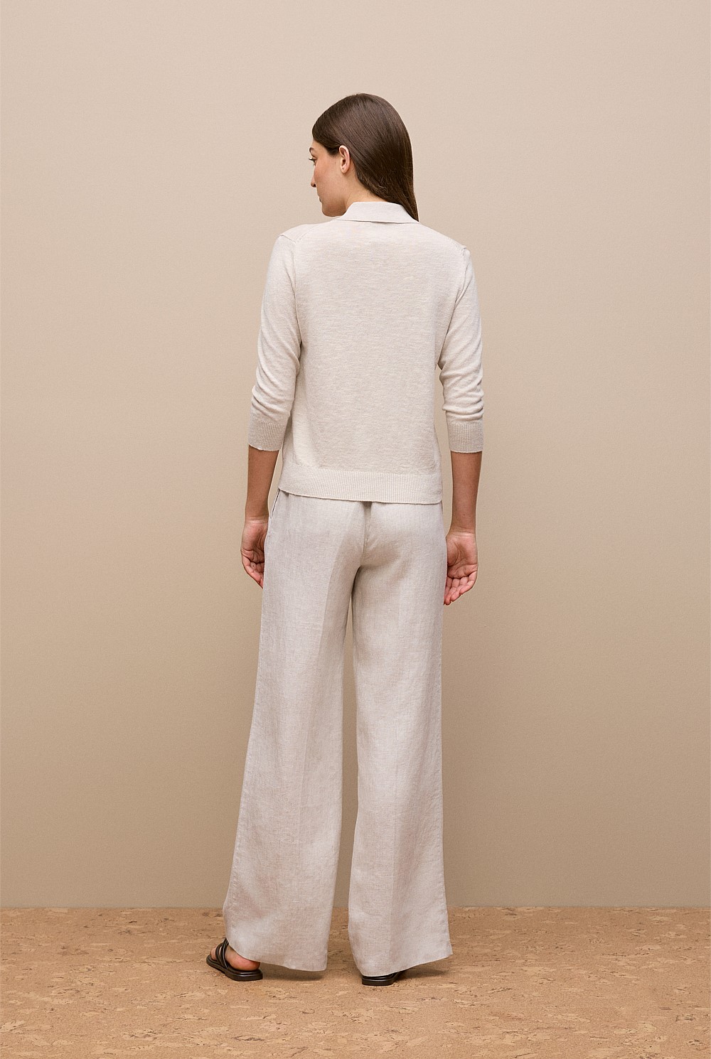 Linen Cotton Collared Cardigan