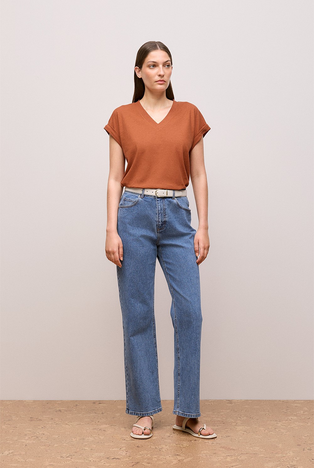 Linen Cotton V Neck T-shirt
