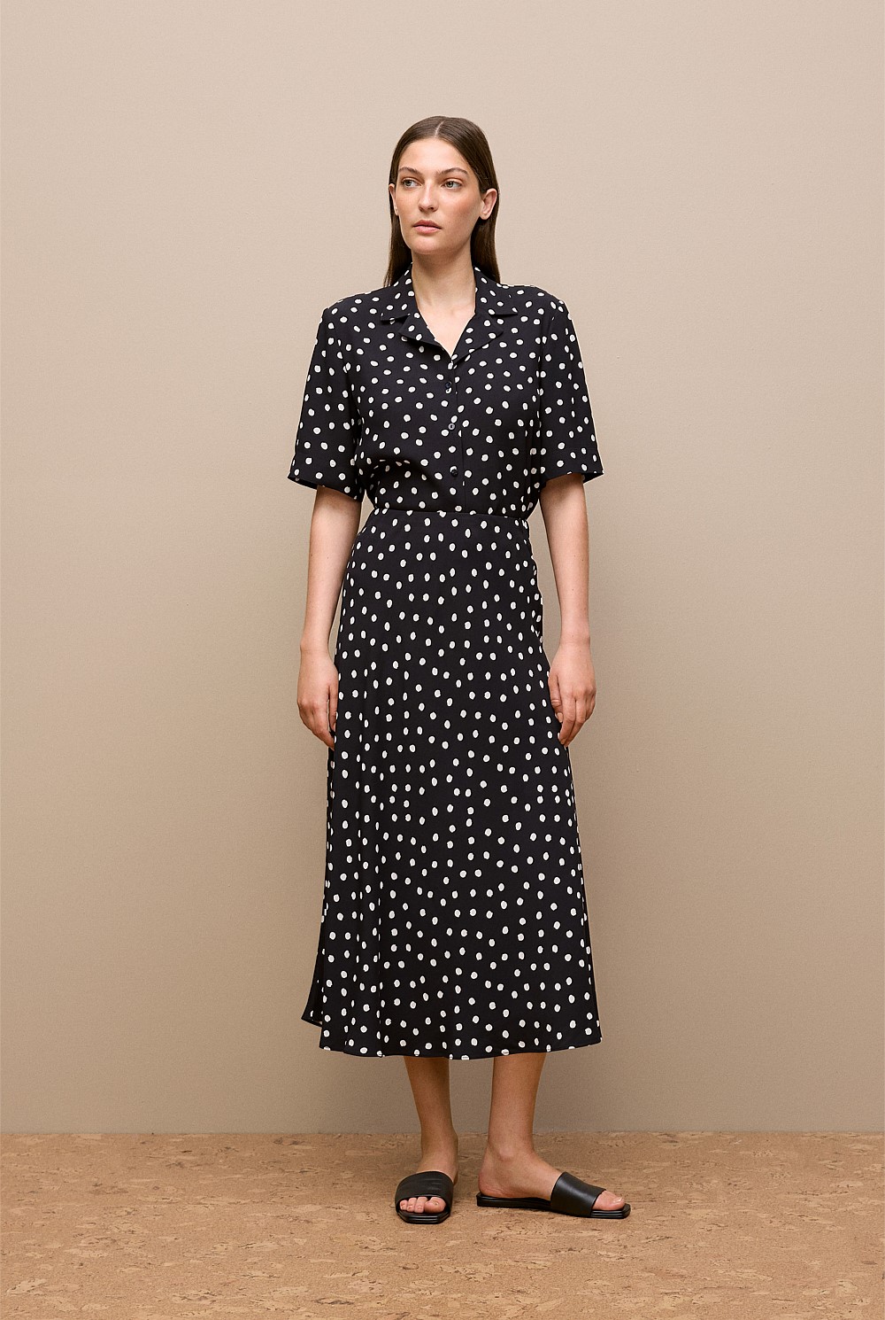 Spot Crepe Bias Cut Skirt