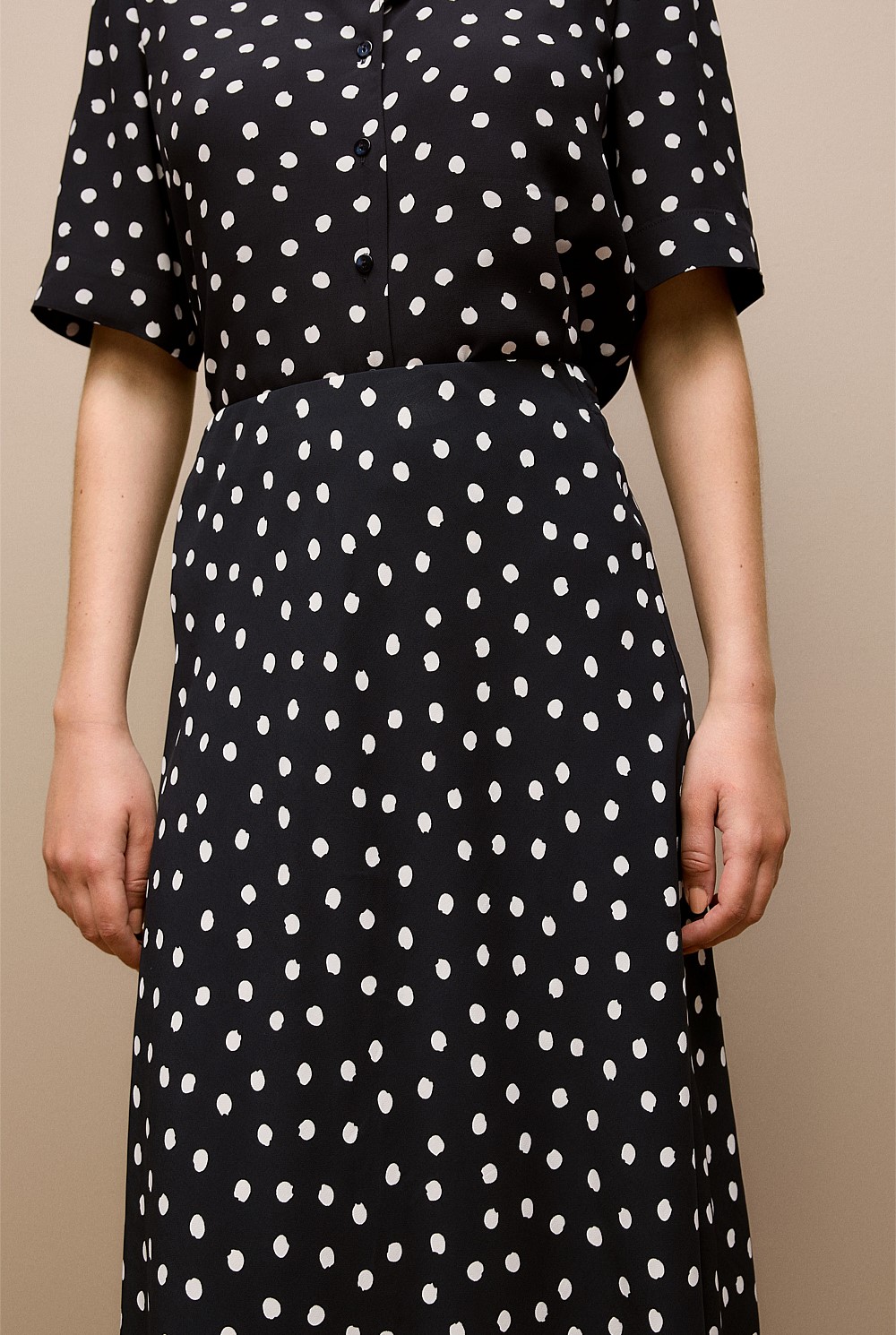 Spot Crepe Bias Cut Skirt