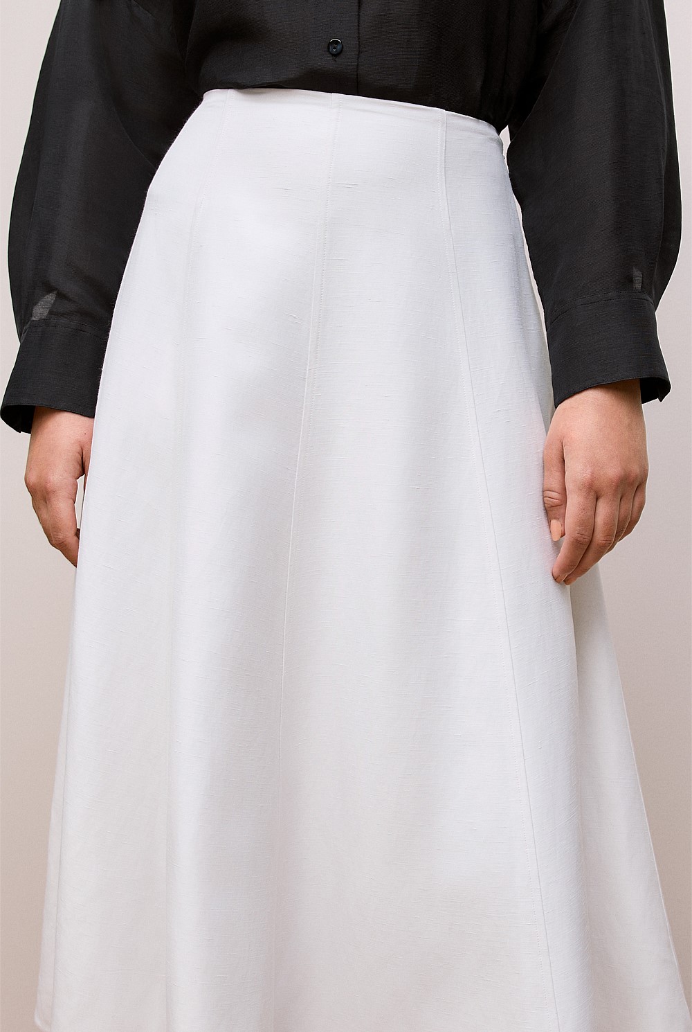 Textured Flare Midi Skirt