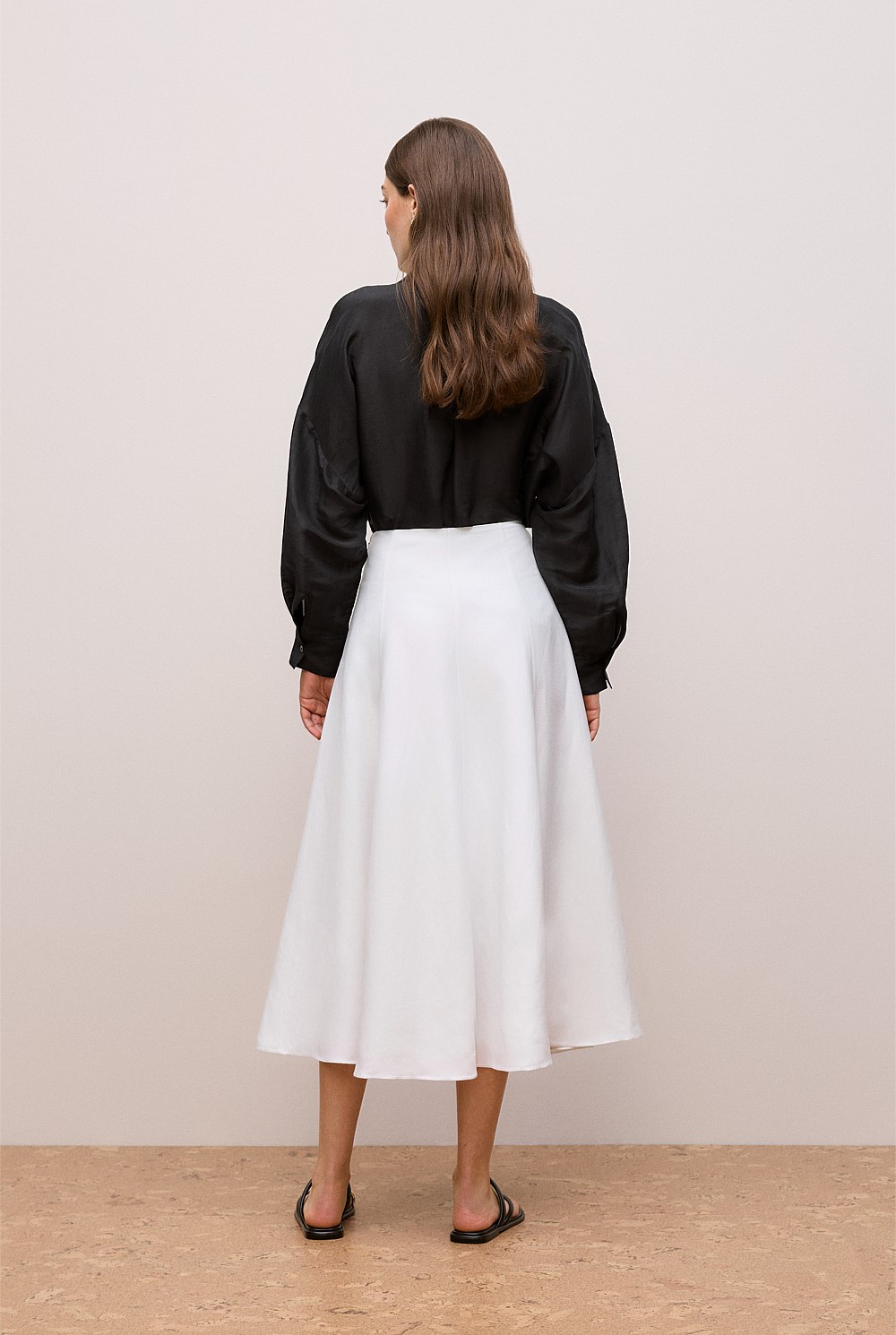 Textured Flare Midi Skirt