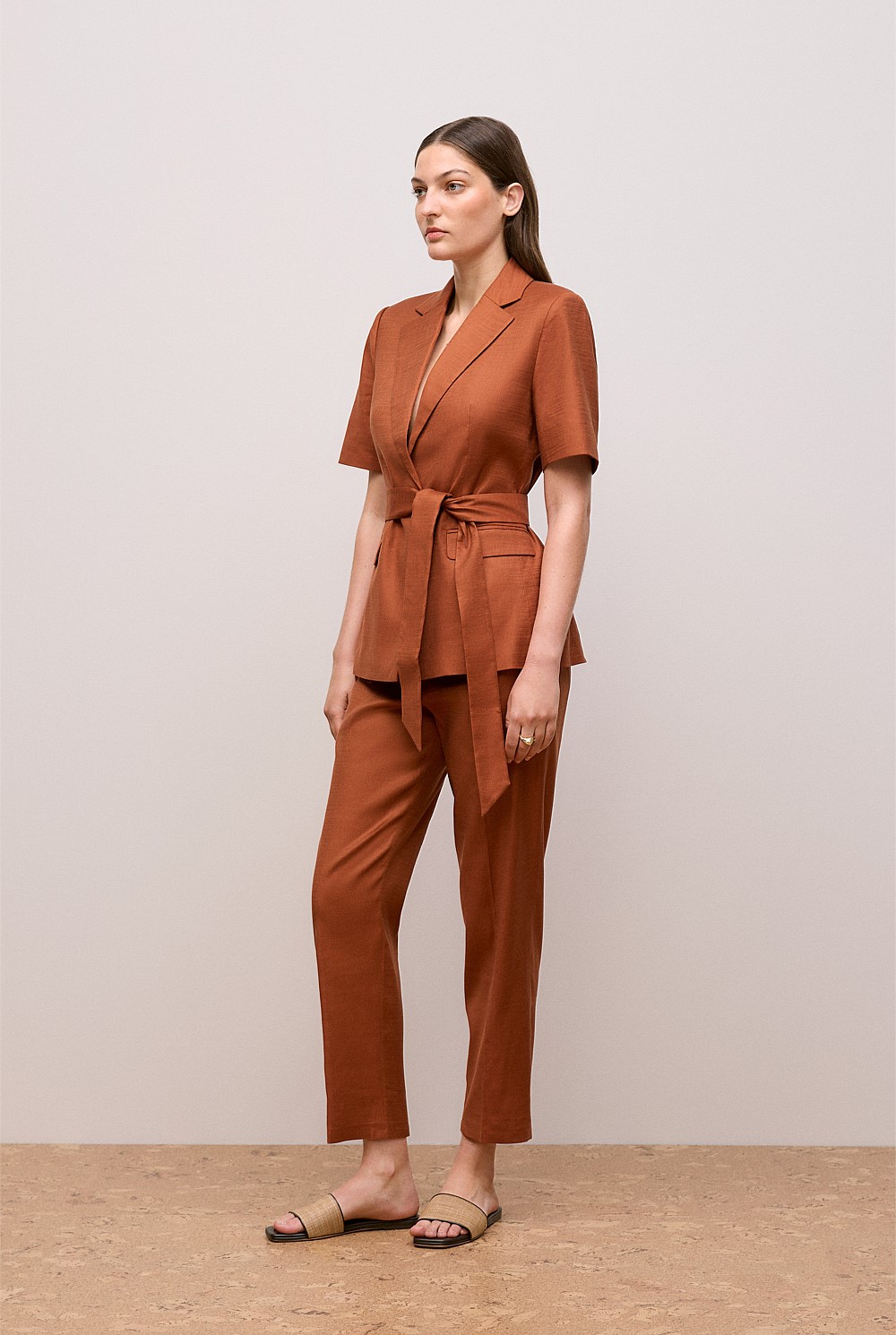 Stretch Linen Short Sleeve Blazer
