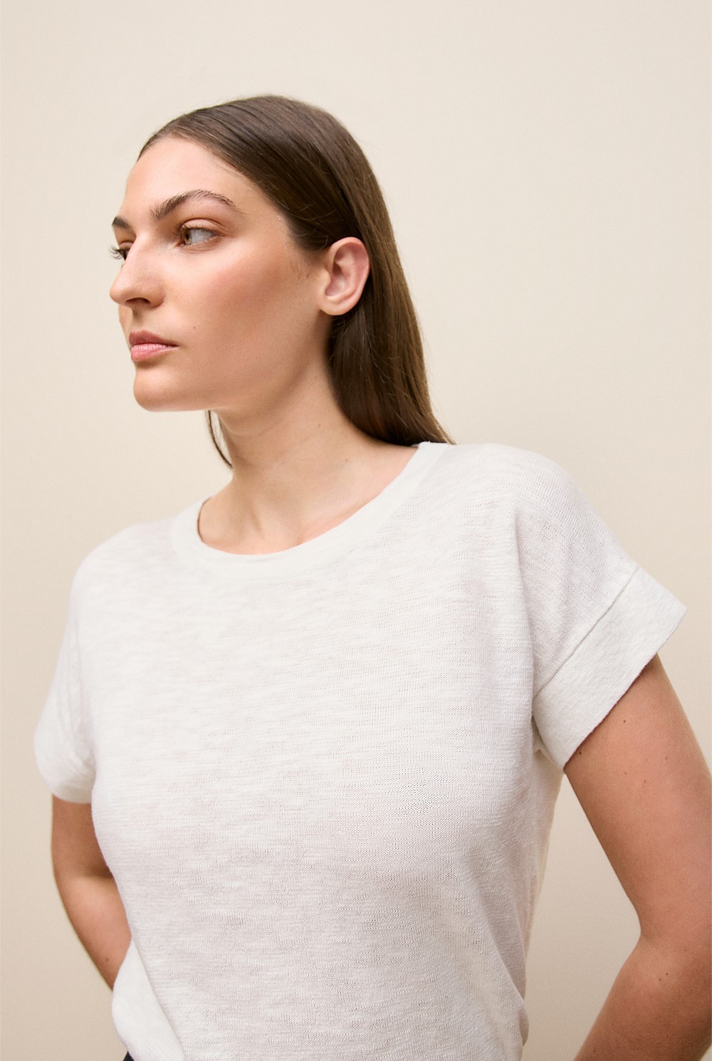 Linen Cotton Relaxed Crew T-shirt