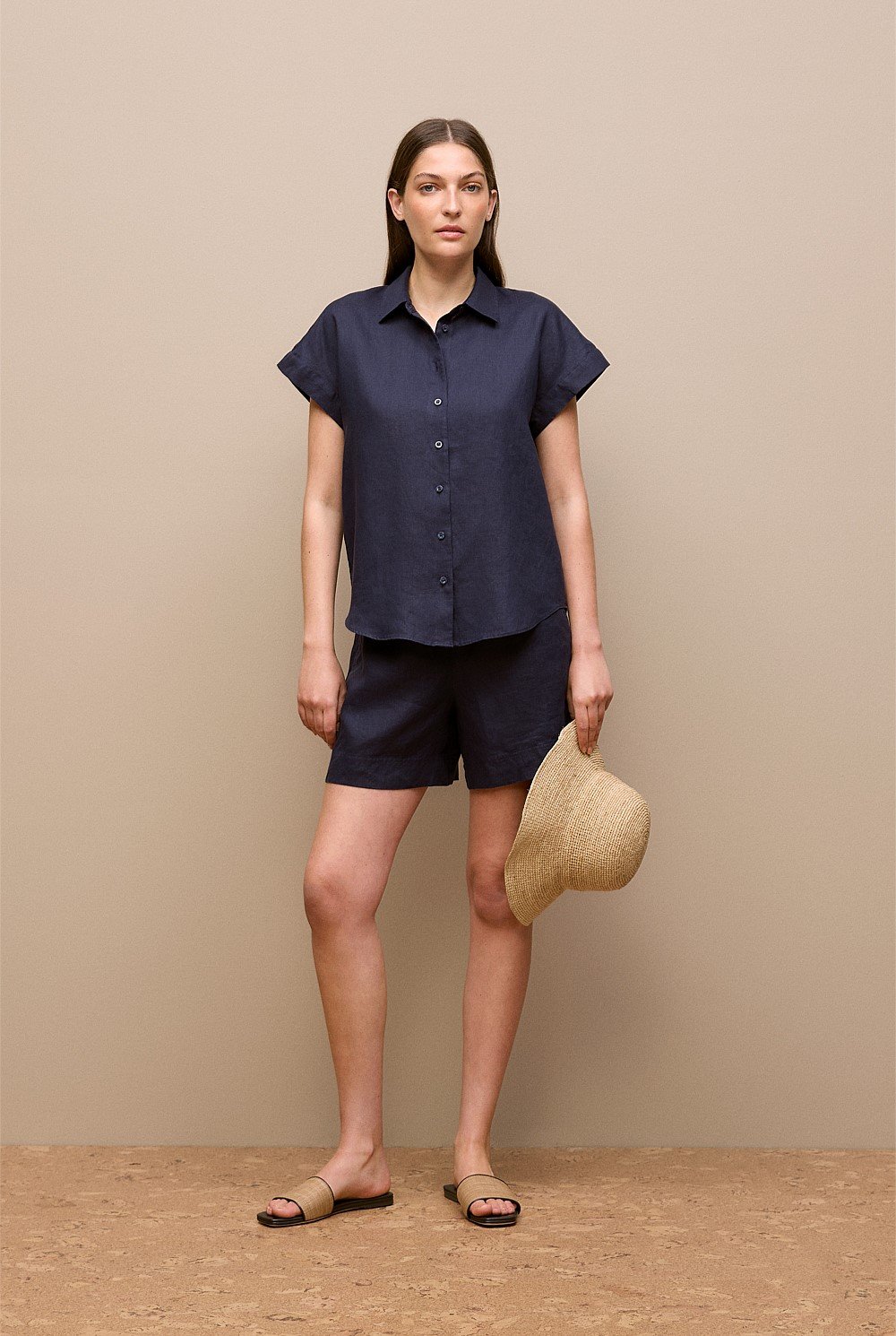Linen Cap Sleeve Shirt