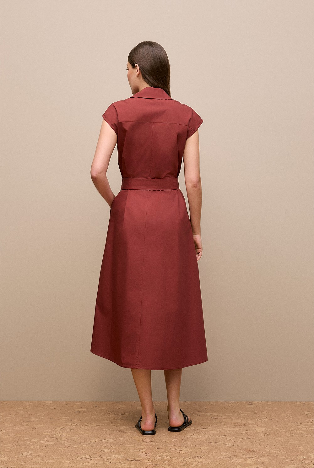 Poplin Cap Sleeve Shirt Dress