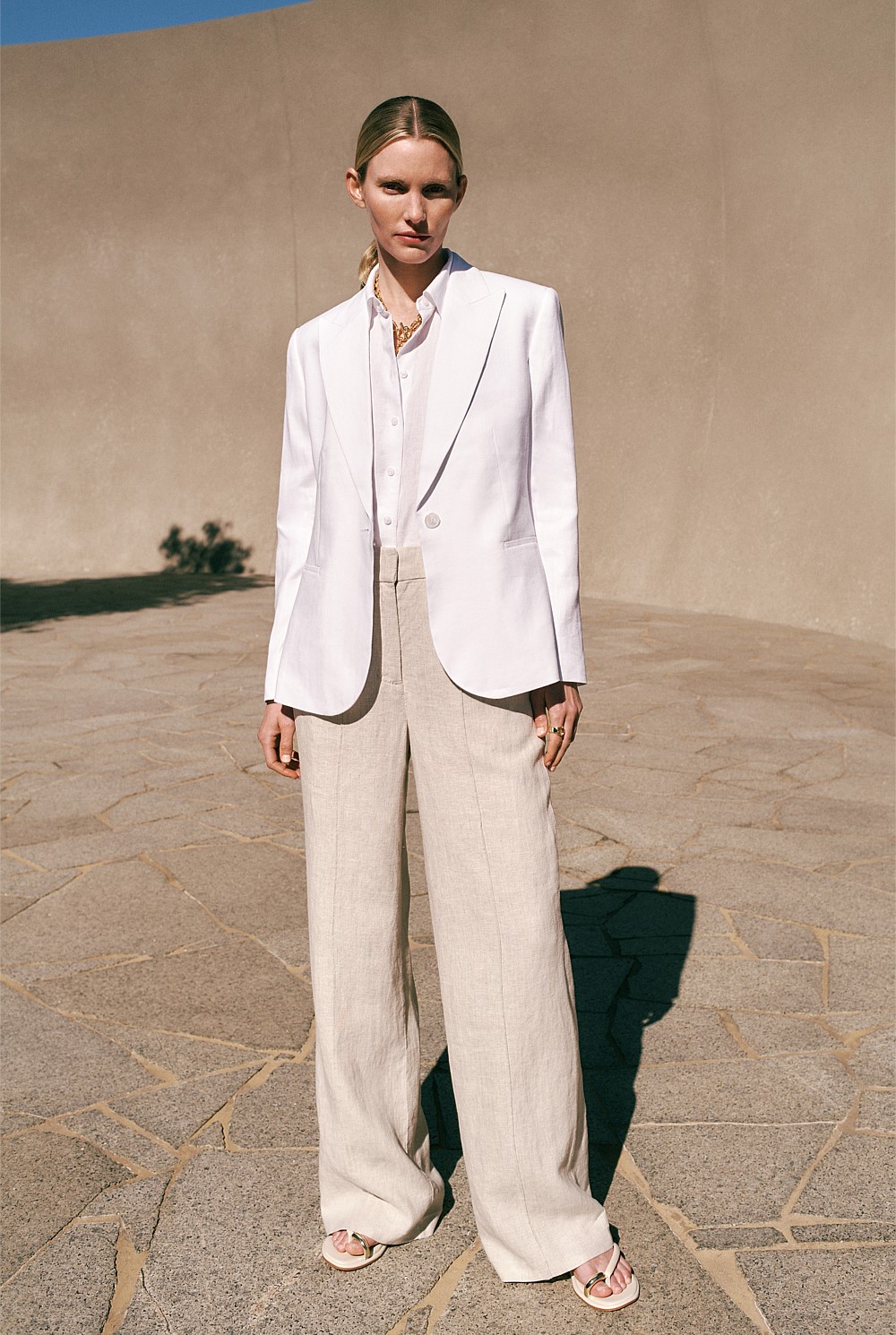 Linen Cotton Herringbone Blazer