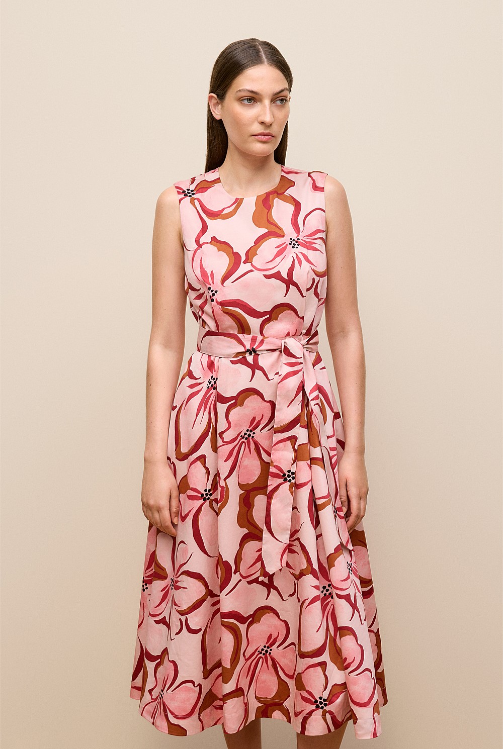 Peony Sateen Sleeveless Dress