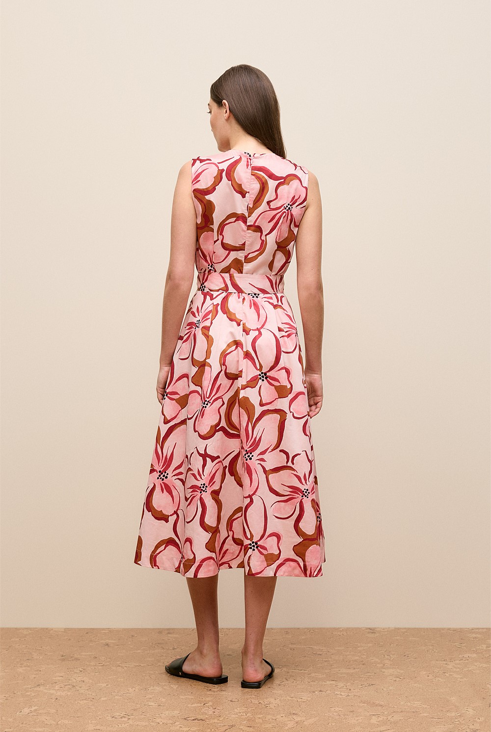 Peony Sateen Sleeveless Dress