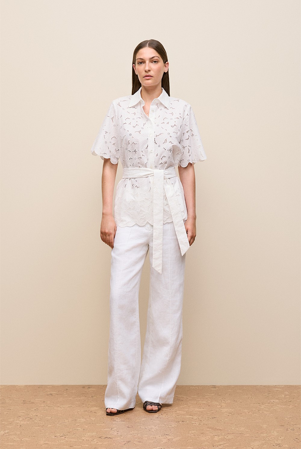 Peony Cutwork Belted Shirt