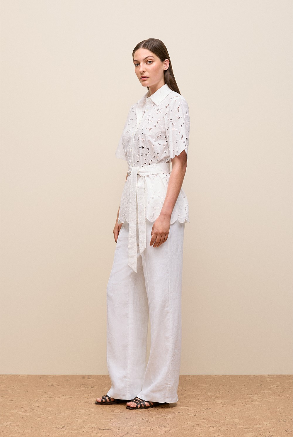 Peony Cutwork Belted Shirt