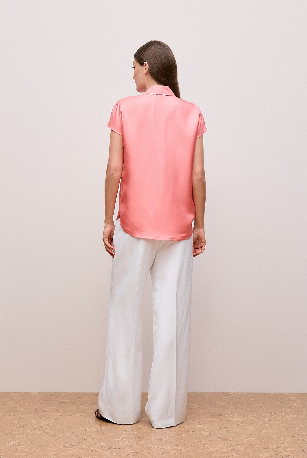 Silk Twill Cap Sleeve Shirt