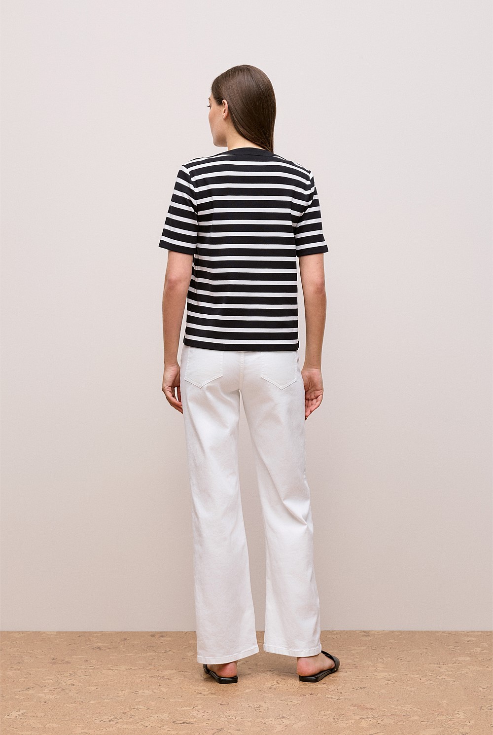 Stripe Rib Button Through Top