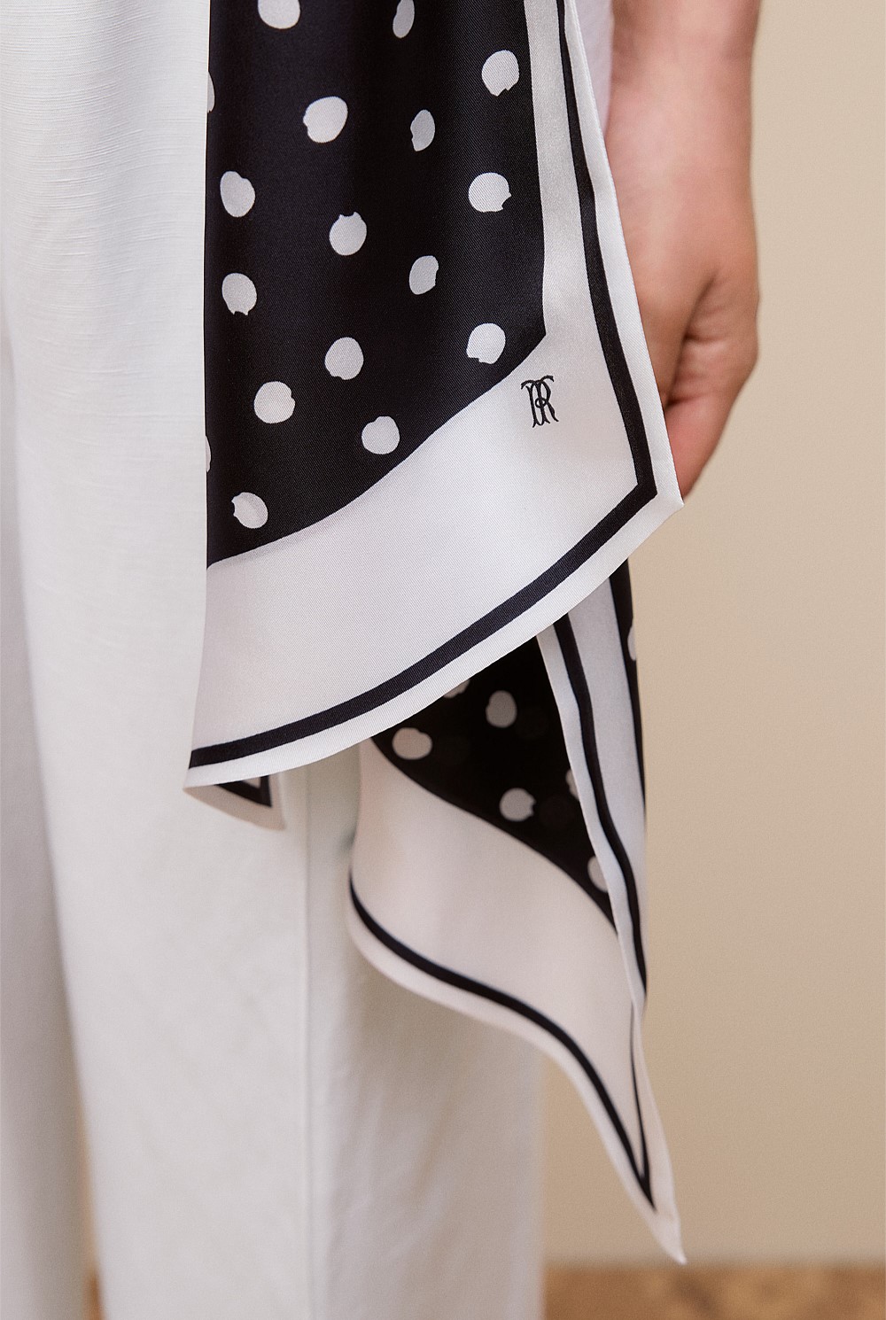 Spot Silk Twill Slim Scarf