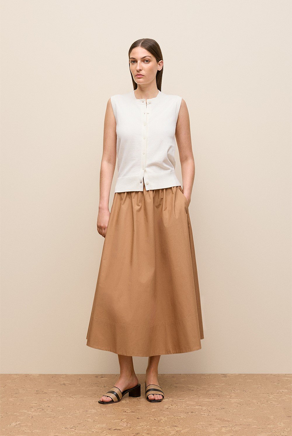 Cotton Cashmere Button Through Vest