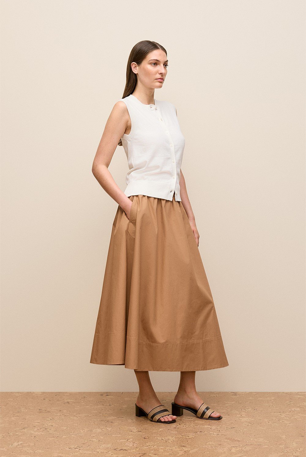 Cotton Cashmere Button Through Vest