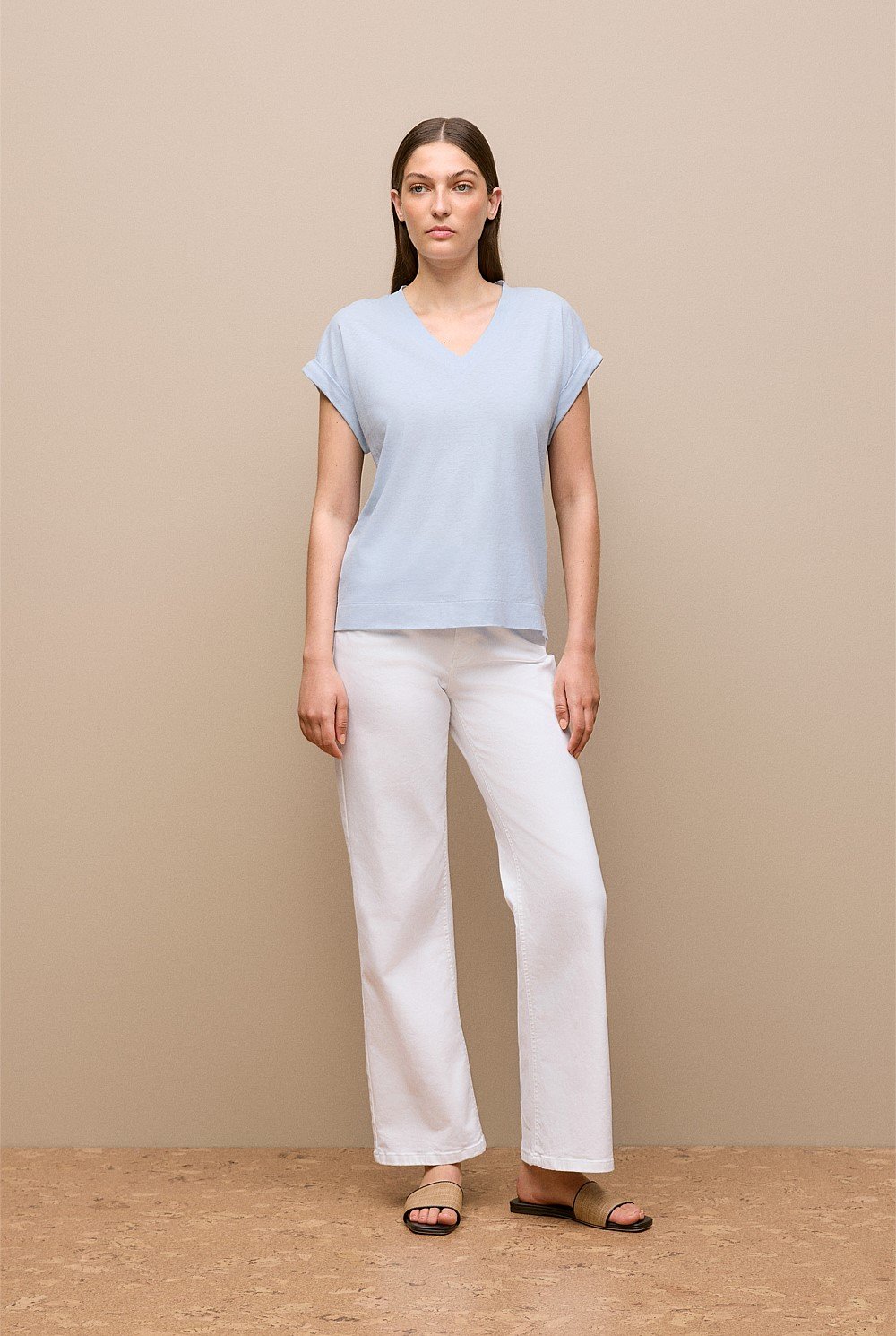 Linen Cotton V Neck T-shirt