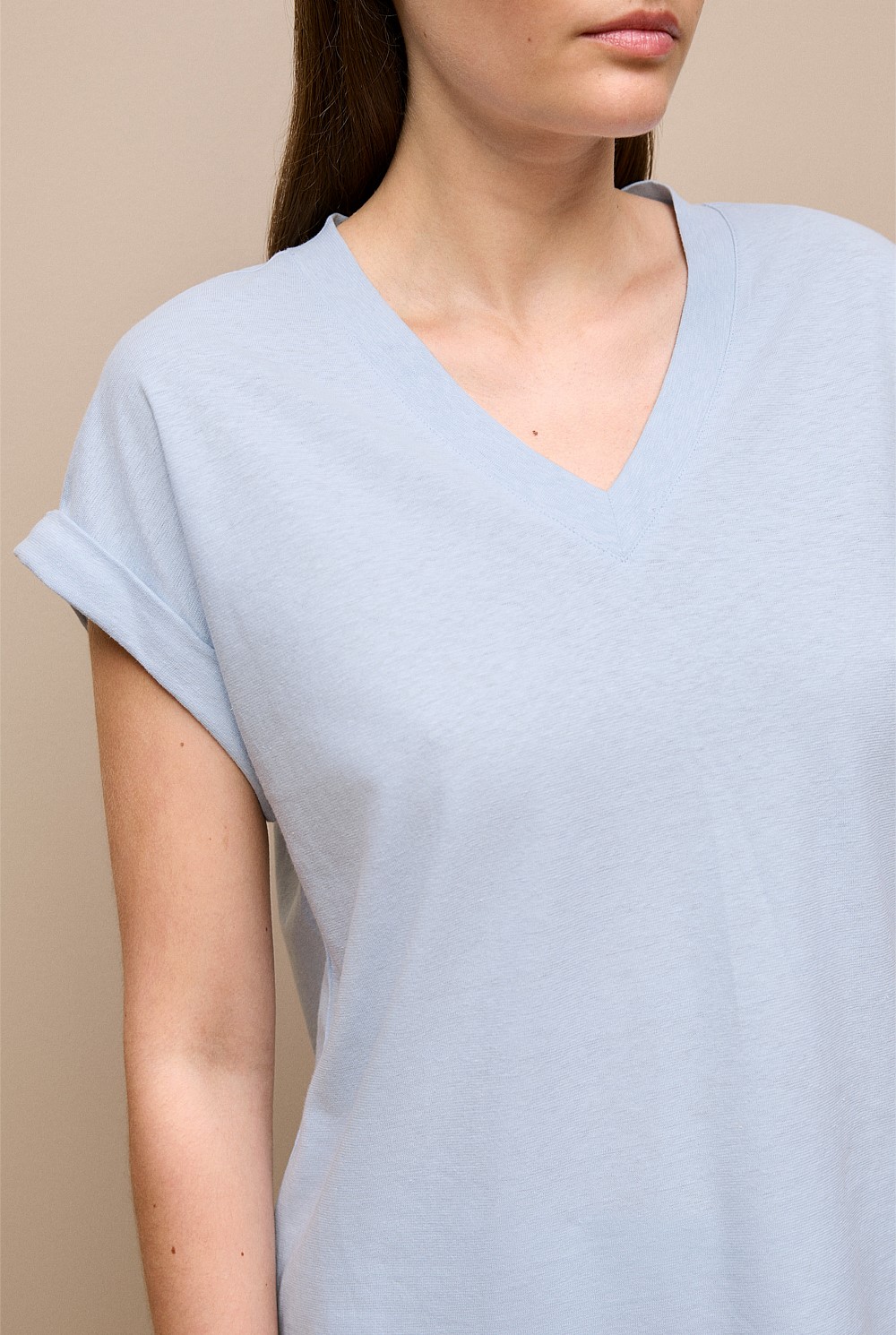 Linen Cotton V Neck T-shirt