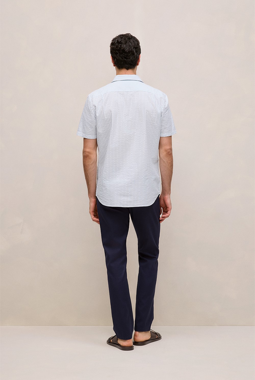 Regular Fit Seersucker Stripe Pocket Shirt