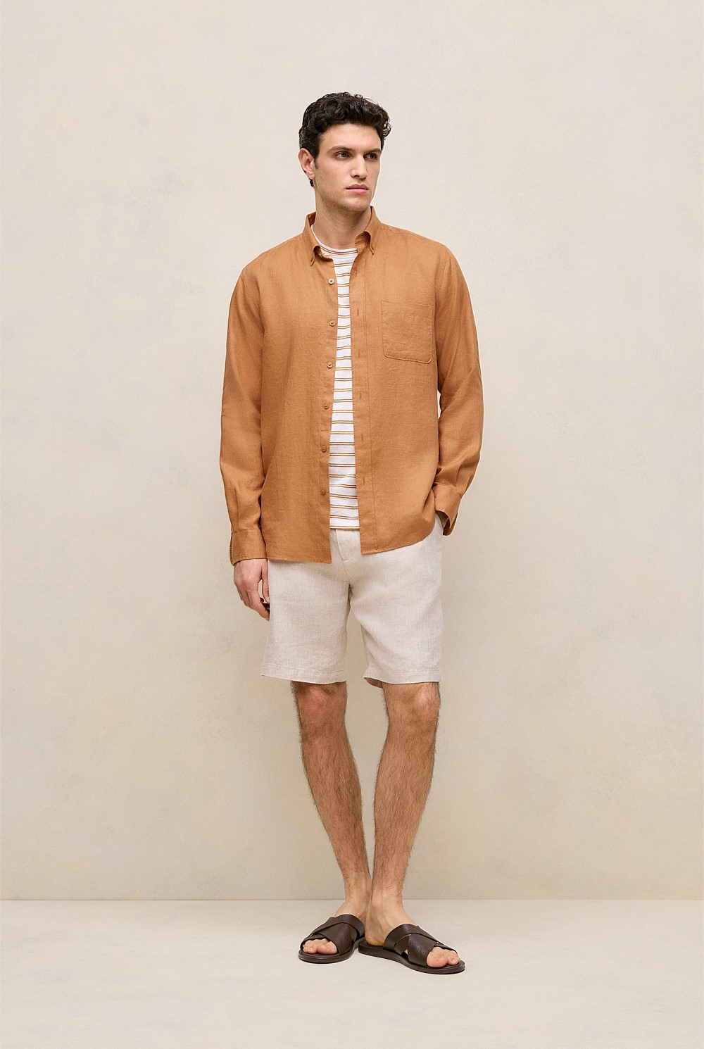 Cotton Linen Double Stripe T-shirt