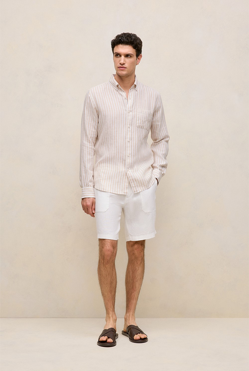 Regular Fit Linen Bengal Stripe Shirt