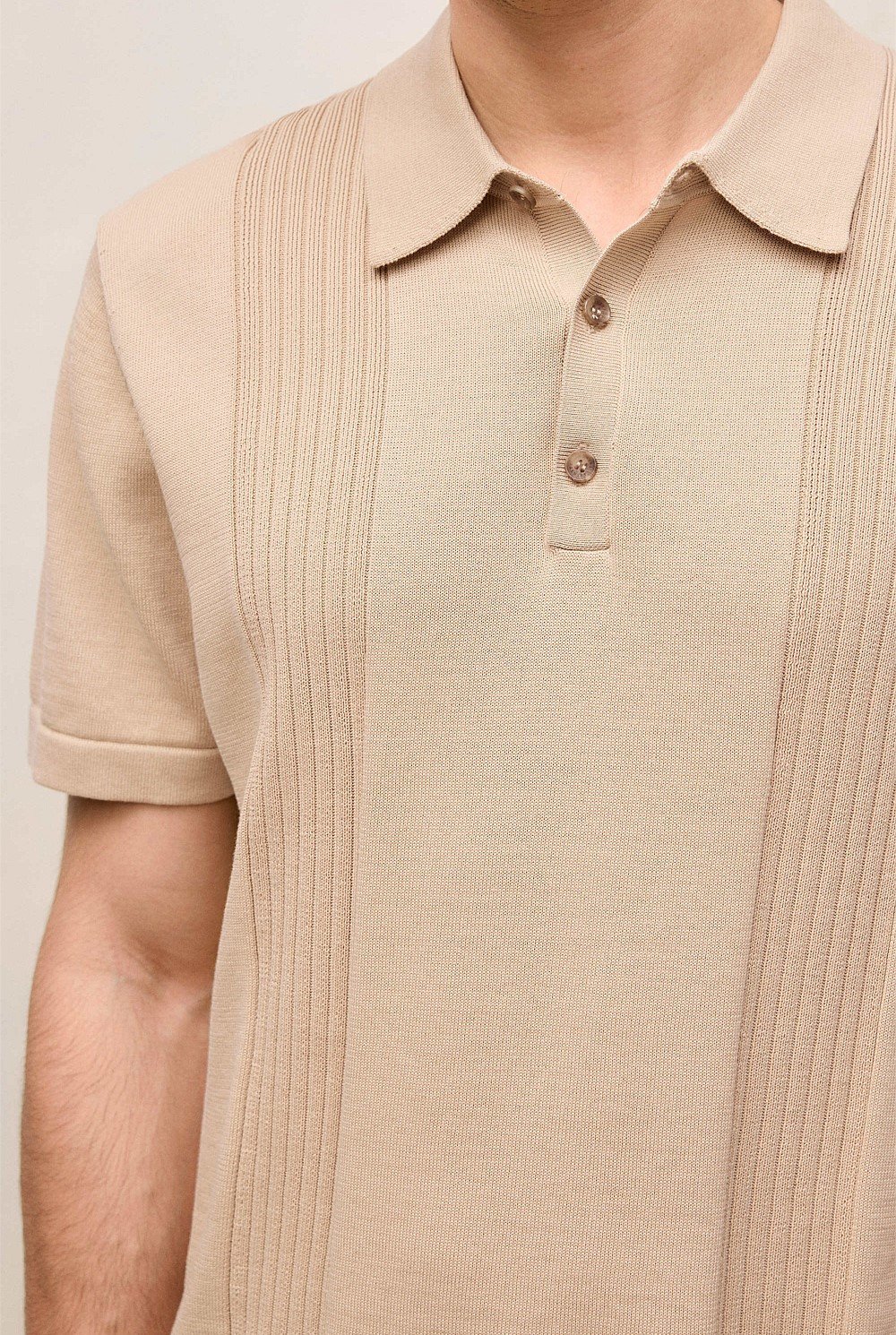 Mercerised Cotton Rib Detail Knit Polo