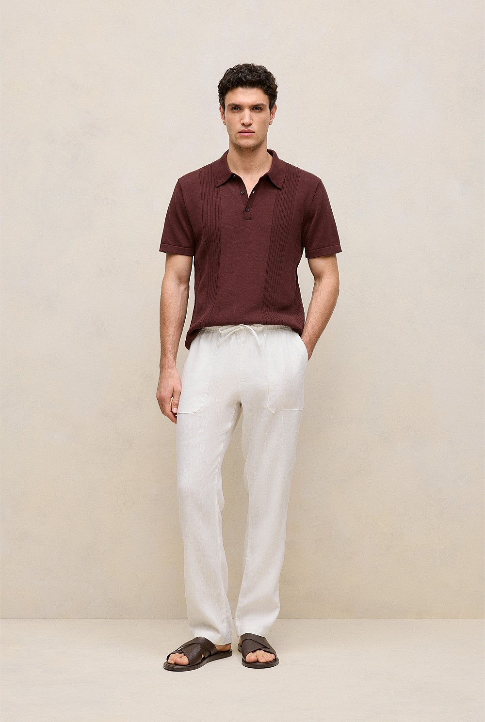 Mercerised Cotton Rib Detail Knit Polo