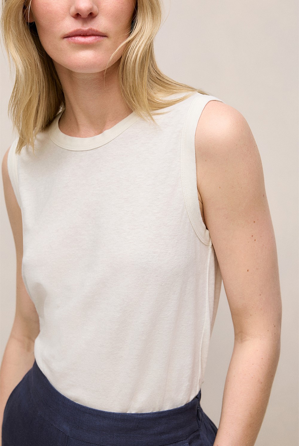 Linen Cotton Crew Tank