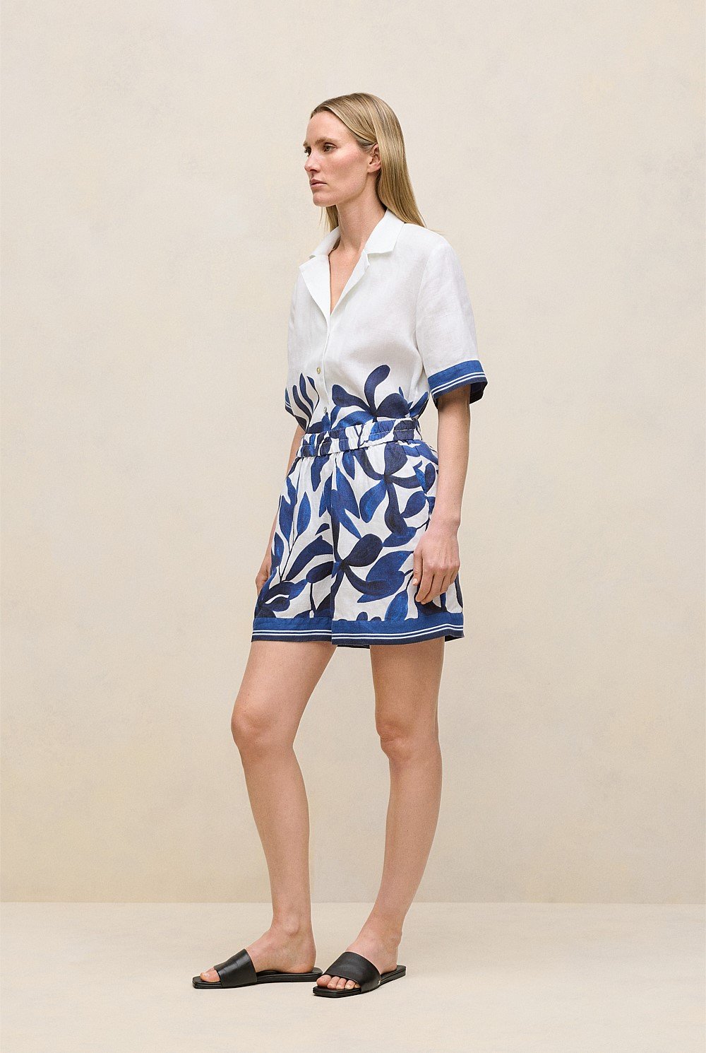 Marea Border Stripe Linen Short