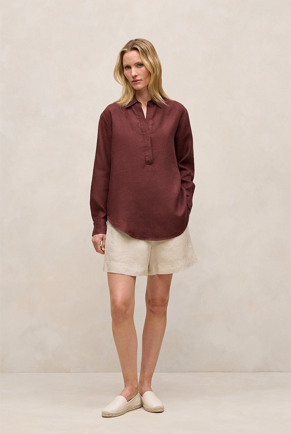 Delave Linen Half Placket Shirt