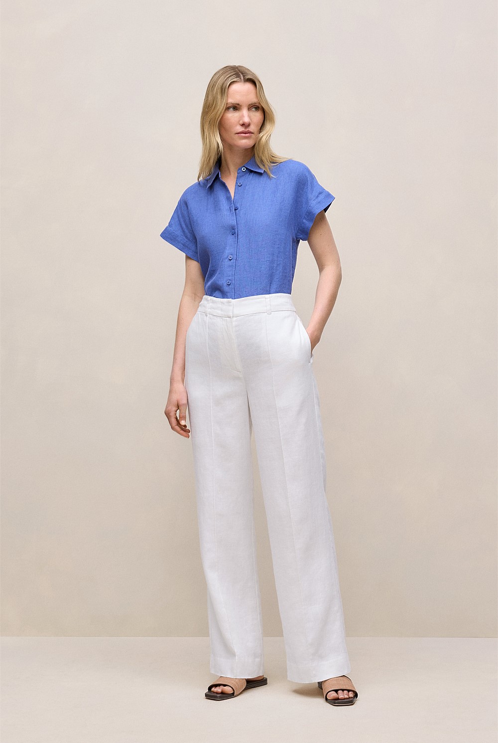 Delave Linen Cap Sleeve Shirt