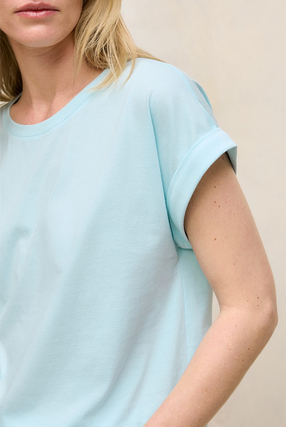 Cotton Cuff Sleeve T-shirt