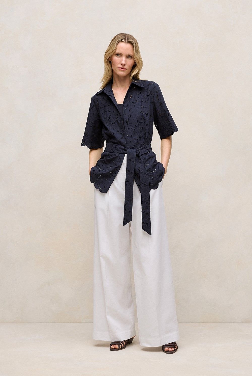 Peony Cutwork Belted Shirt