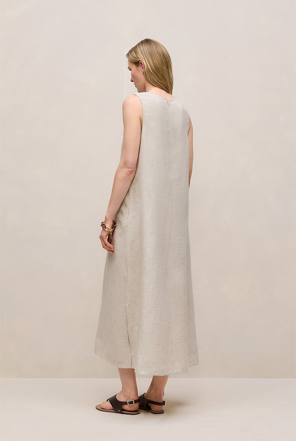 Linen Sleeveless Column Dress
