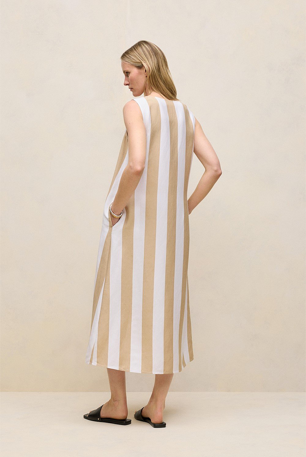 Cabana Stripe V Neck Sleeveless Dress