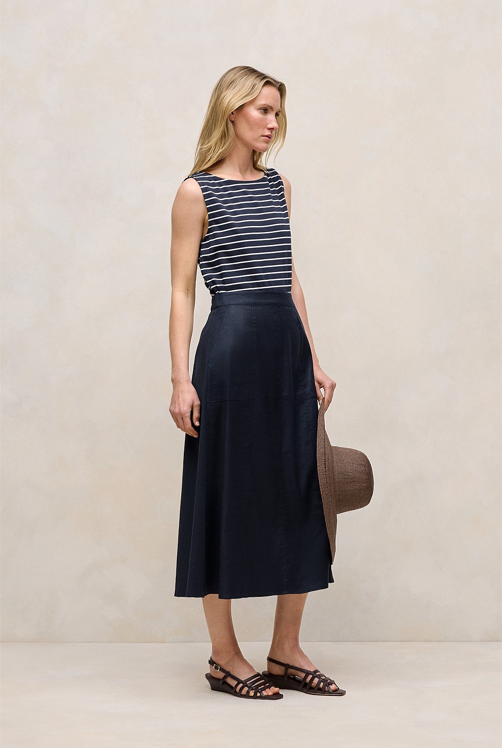 Modal Cotton Stripe Boatneck Tank