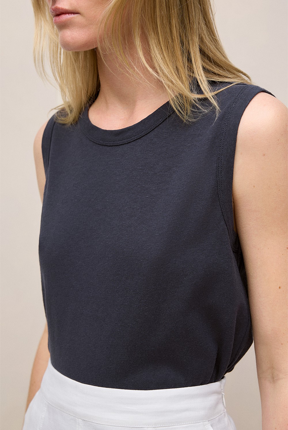Linen Cotton Crew Tank
