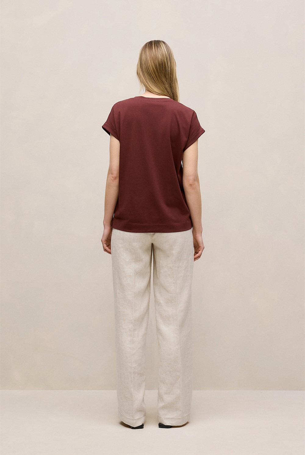 Cotton Cuff Sleeve T-shirt