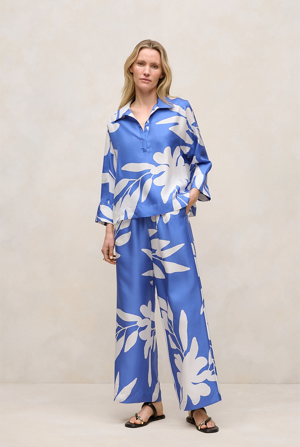 Marea Silk Twill Relaxed Pant