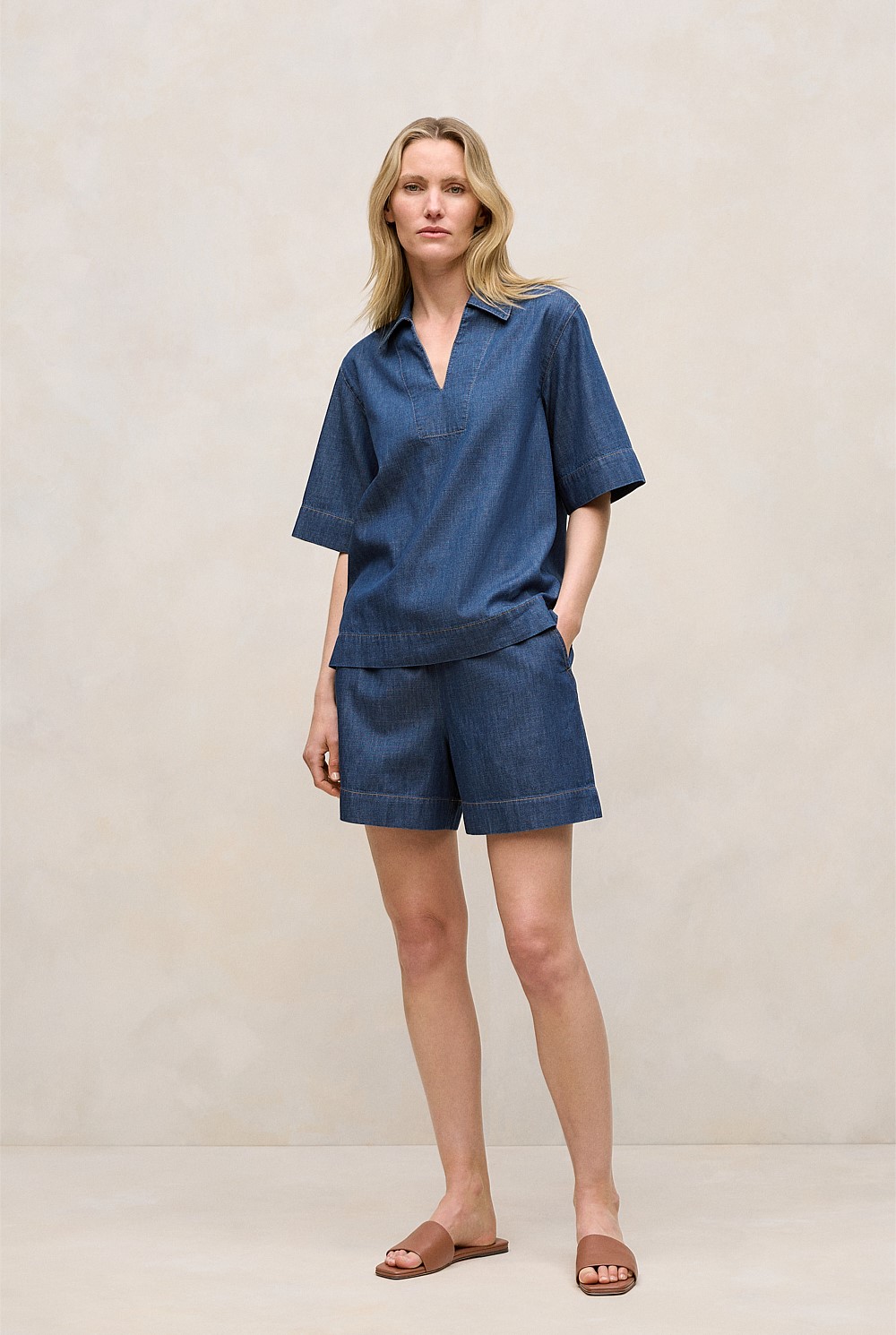 Soft Denim Drawcord Short