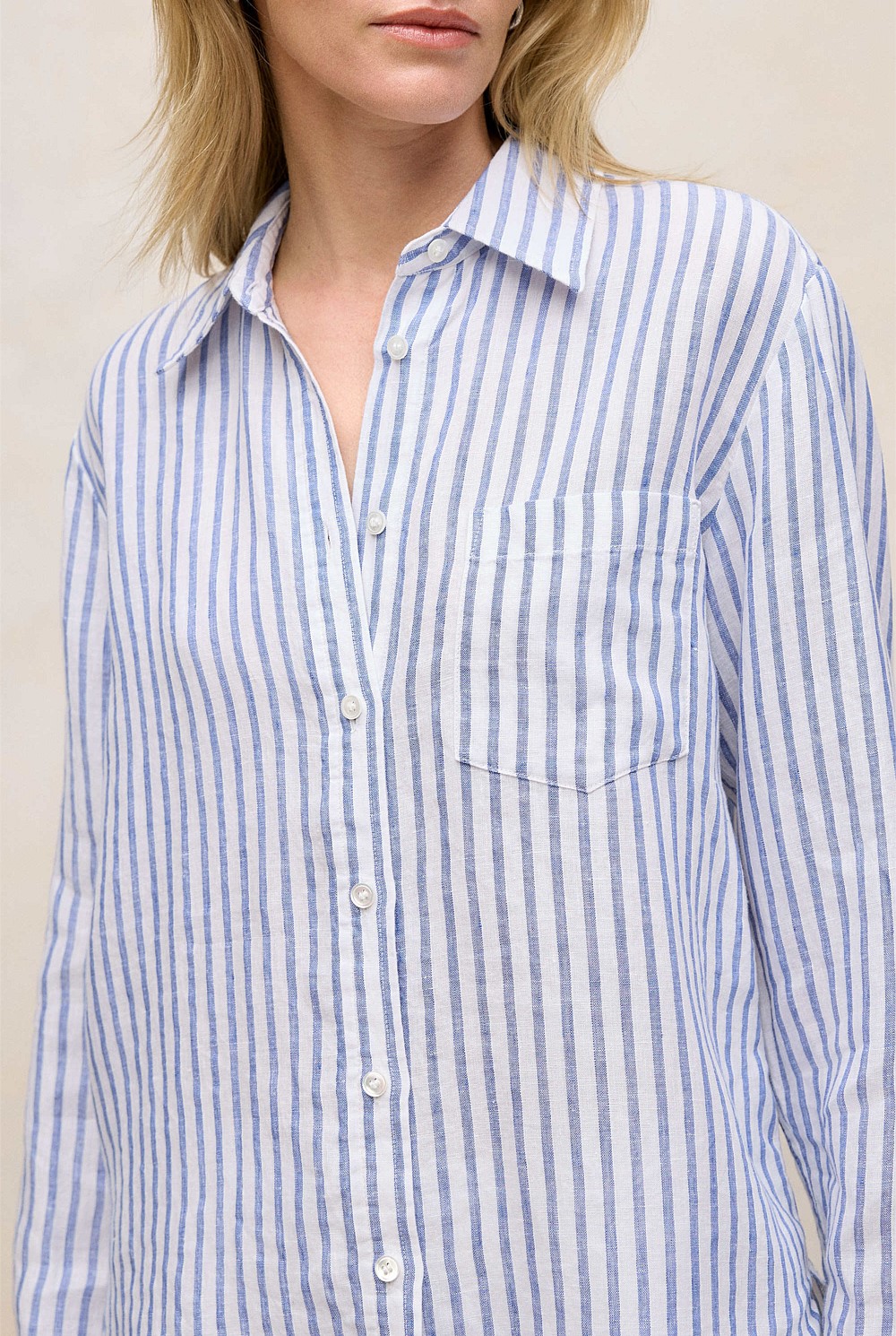 Yarn Dyed Linen Stripe Pocket Shirt