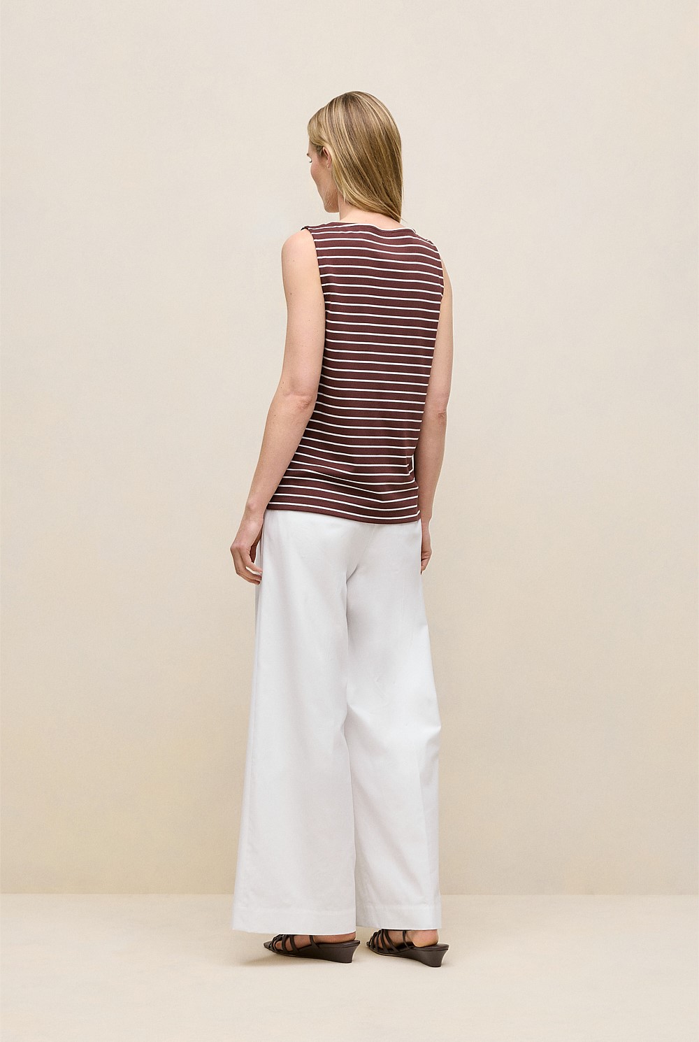 Modal Cotton Stripe Boatneck Tank