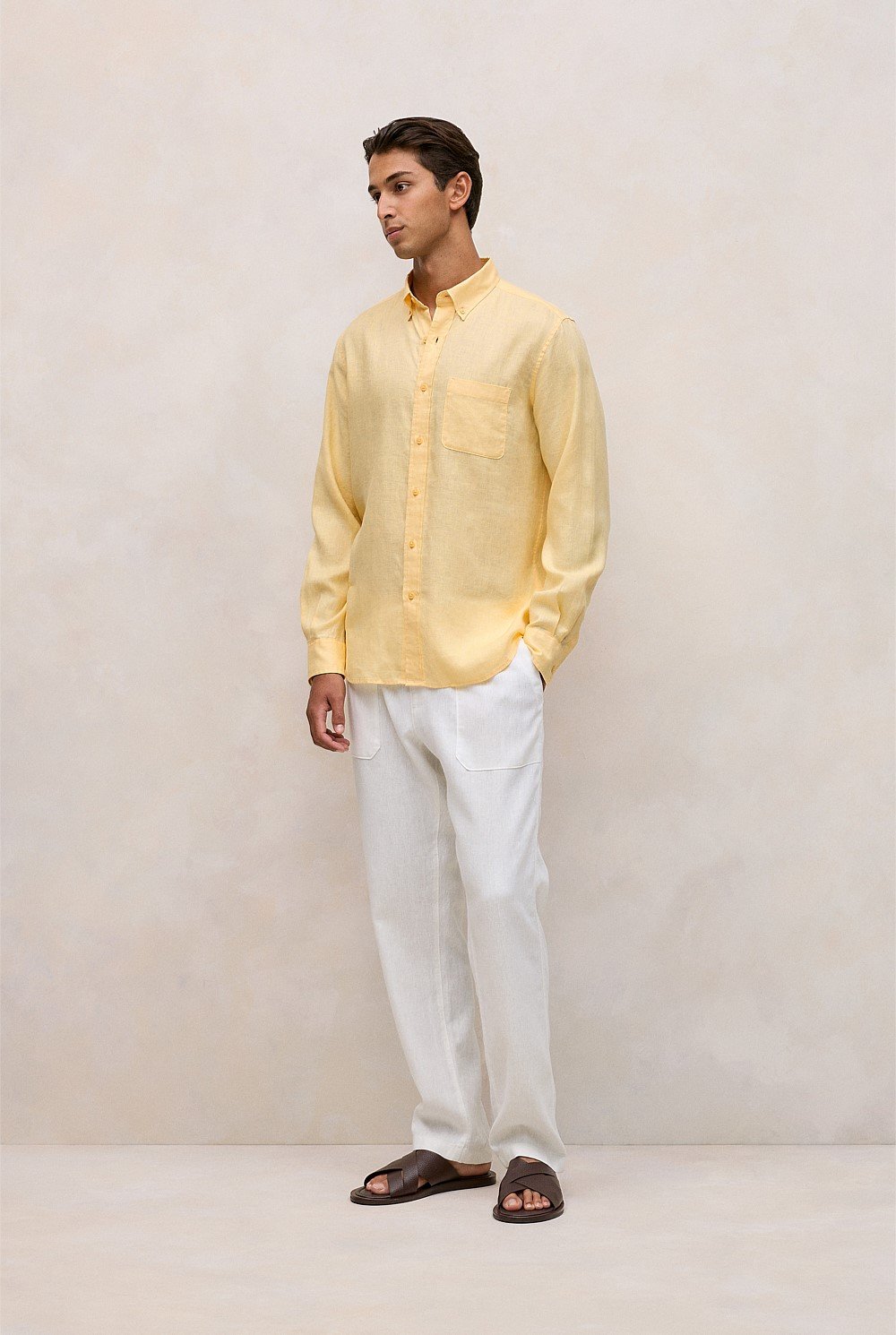 Regular Fit Linen Classic Long Sleeve Shirt
